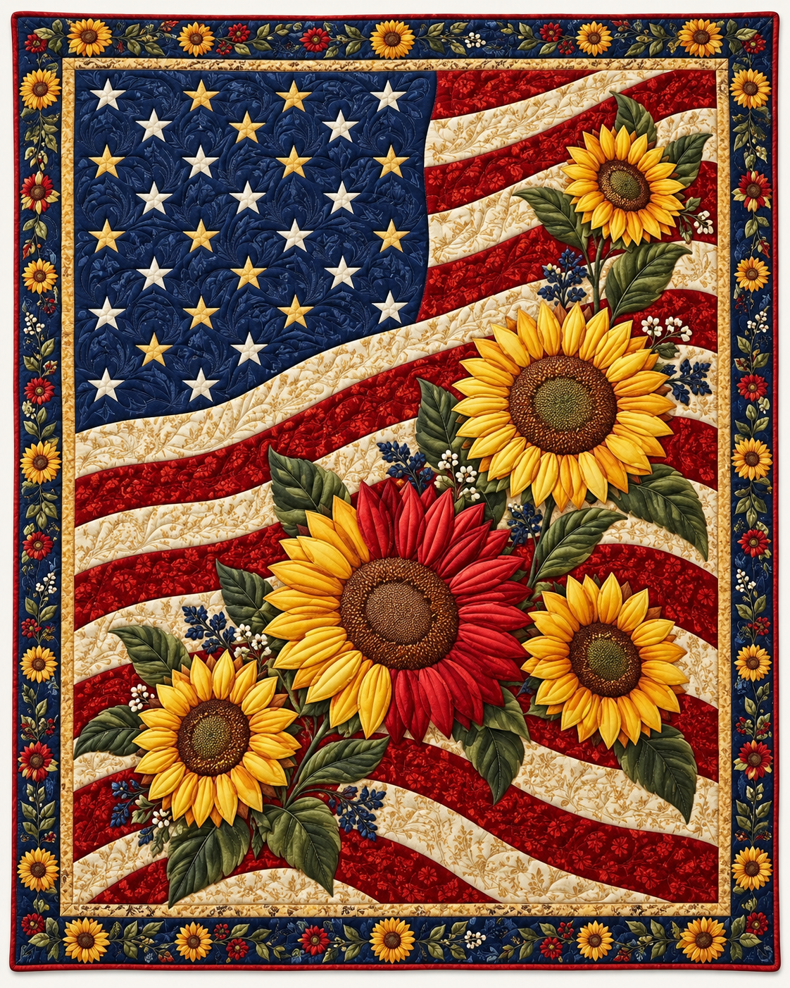 Patriotic Sunflower Field TD101026377 Quilt Blanket
