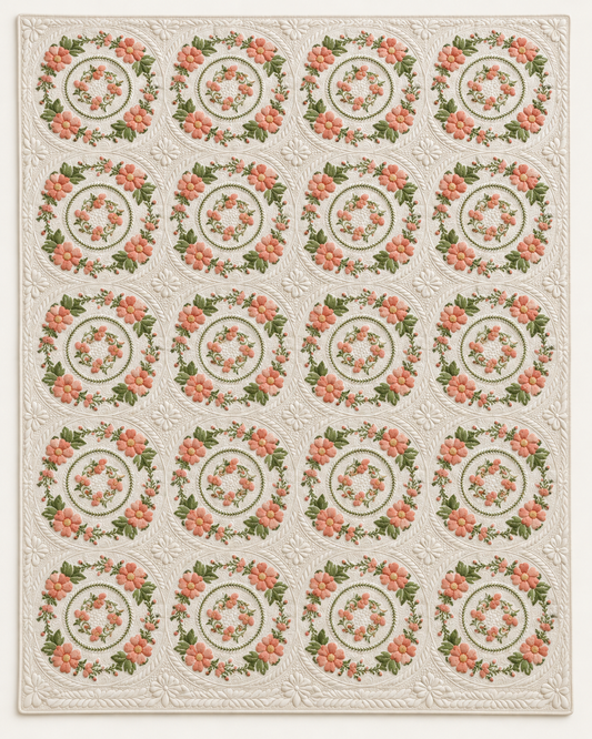 Peach Floral Wreaths TD101026379 Quilt Blanket