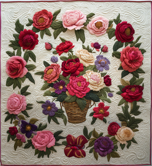 Peony Flower DAI05112475 Quilt Blanket