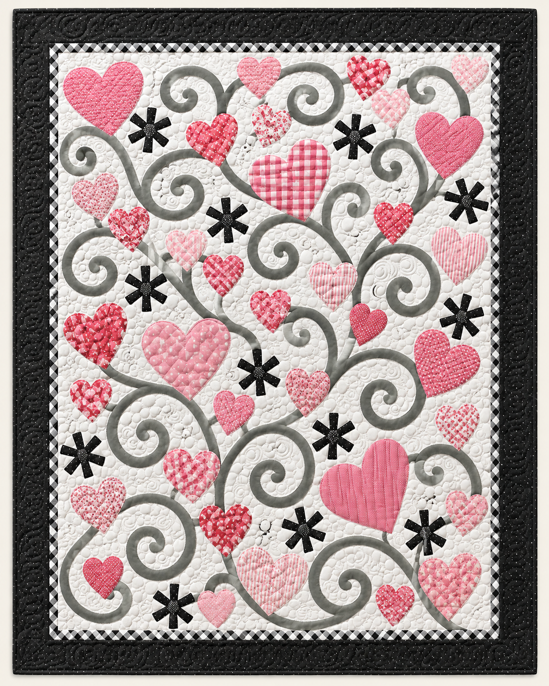 Pink Hearts And Scrolls TD101026380 Quilt Blanket
