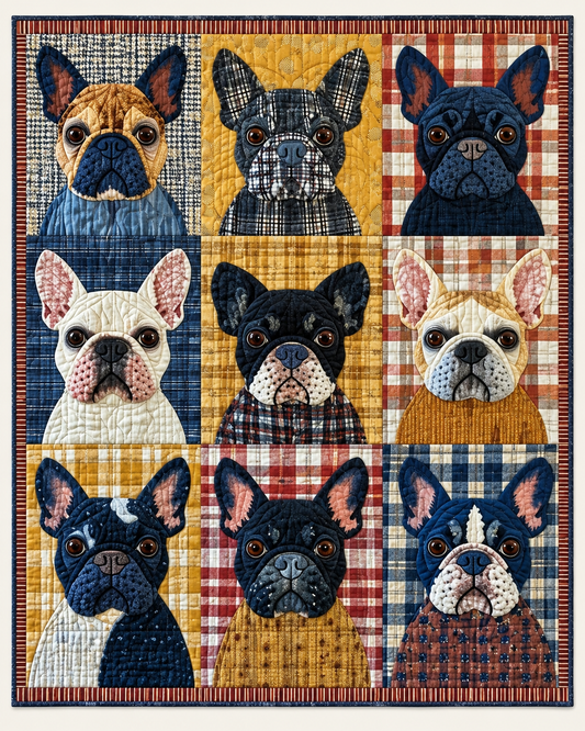 Plaid French Bulldogs TD101026381 Quilt Blanket