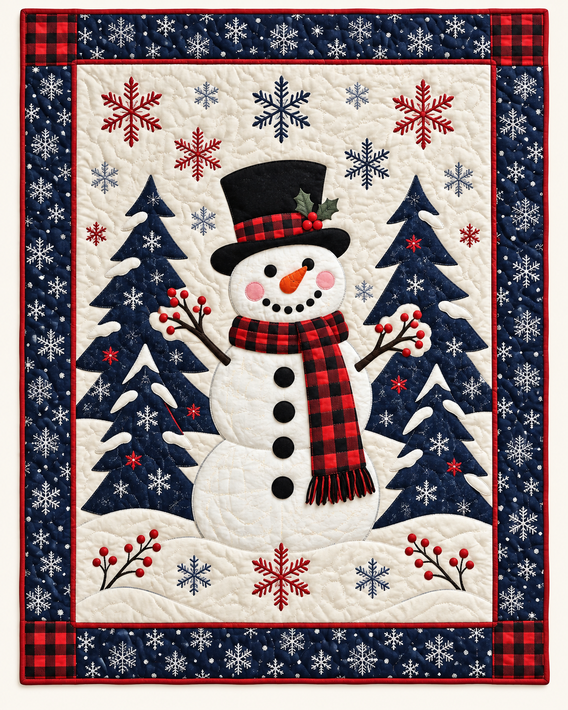 Plaid Scarf Snowman TD101026382 Quilt Blanket
