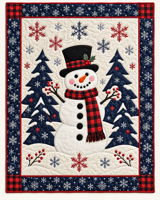 Plaid Scarf Snowman TD101026382 Quilt Blanket