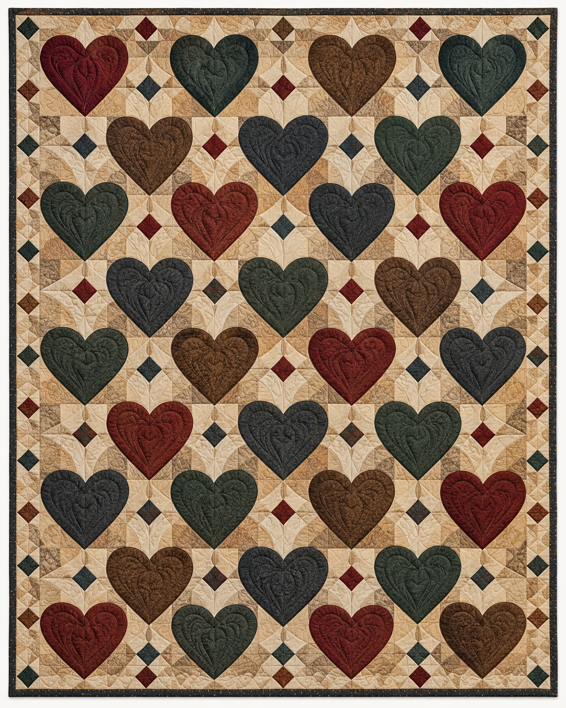 Primitive Heart Scatter TD101026386 Quilt Blanket