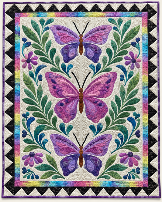 Purple Butterfly Garden TD101026391 Quilt Blanket