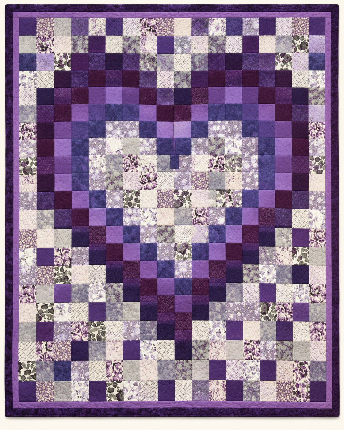 Purple Pixel Heart TD101026397 Quilt Blanket