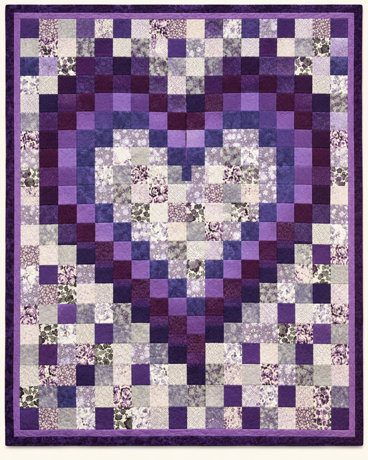 Purple Pixel Heart TD101026397 Quilt Blanket
