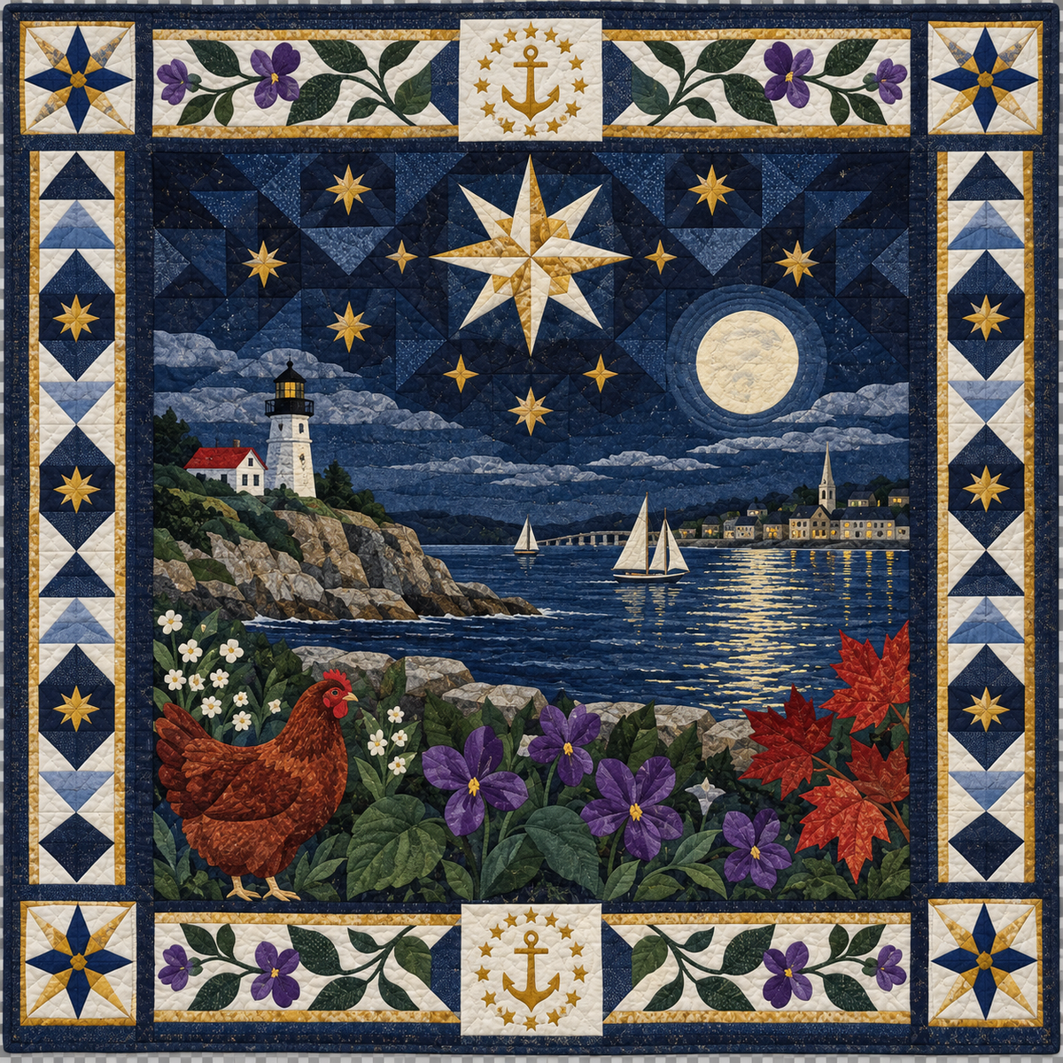 Rhode Island Night Garden TD181026785 Quilt Blanket
