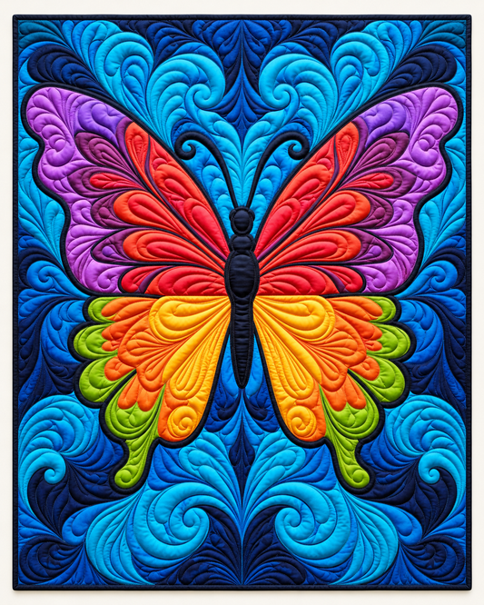 Rainbow Butterfly Medallion TD101026401 Quilt Blanket