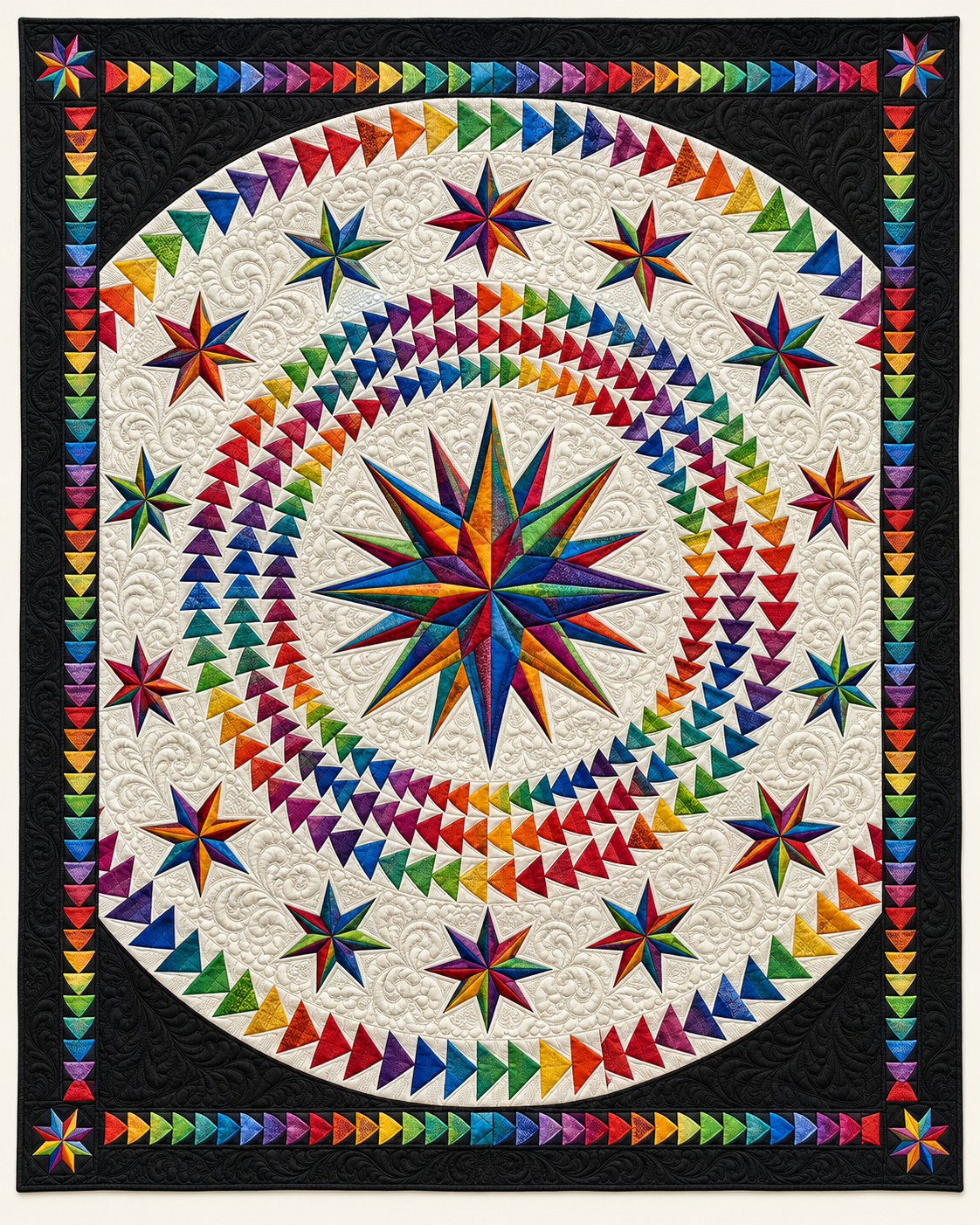 Rainbow Compass Rings TD101026403 Quilt Blanket
