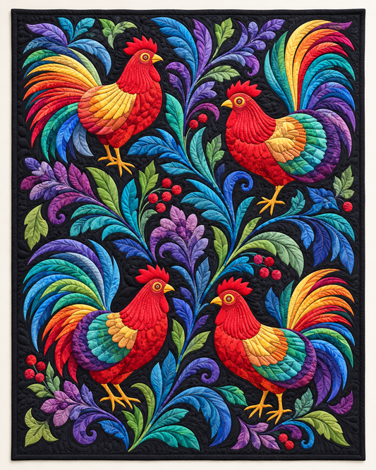 Rainbow Rooster Parade TD101026407 Quilt Blanket