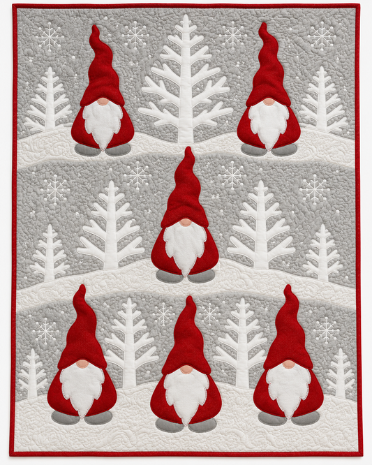 Red Gnomes In a Snowy Forest TD101026416 Quilt Blanket