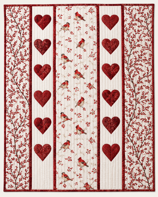 Red Hearts And Winter Branches TD101026418 Quilt Blanket