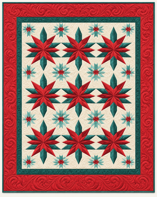 Red And Teal Christmas Stars TD101026412 Quilt Blanket