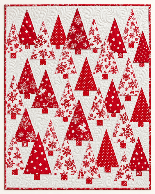 Red And White Tree Grove TD101026413 Quilt Blanket