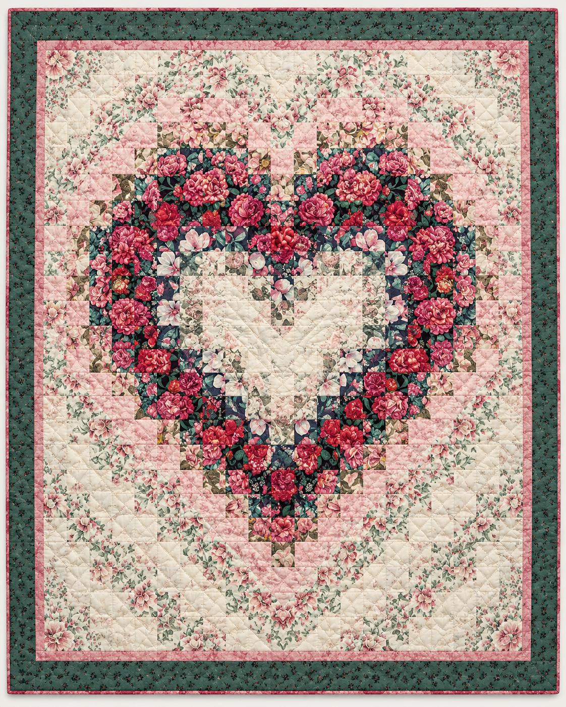 Rose Mosaic Heart TD101026429 Quilt Blanket