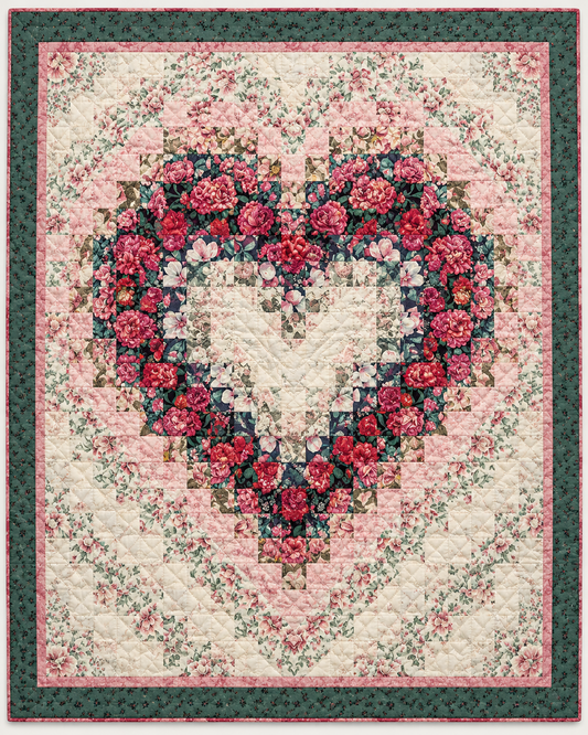 Rose Mosaic Heart TD101026429 Quilt Blanket
