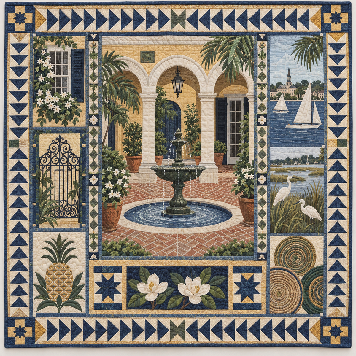 South Carolina Charleston Courtyard TD1410261120 Quilt Blanket