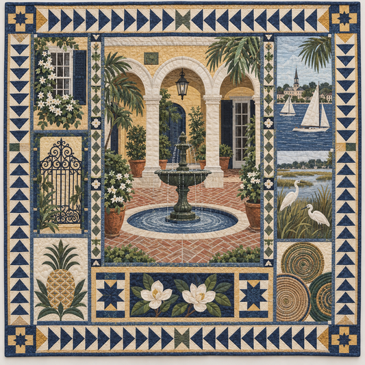 South Carolina Charleston Courtyard TD1410261120 Quilt Blanket