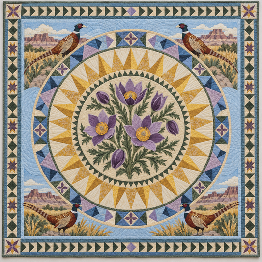 South Dakota Pasque Flower Sun TD1410261122 Quilt Blanket