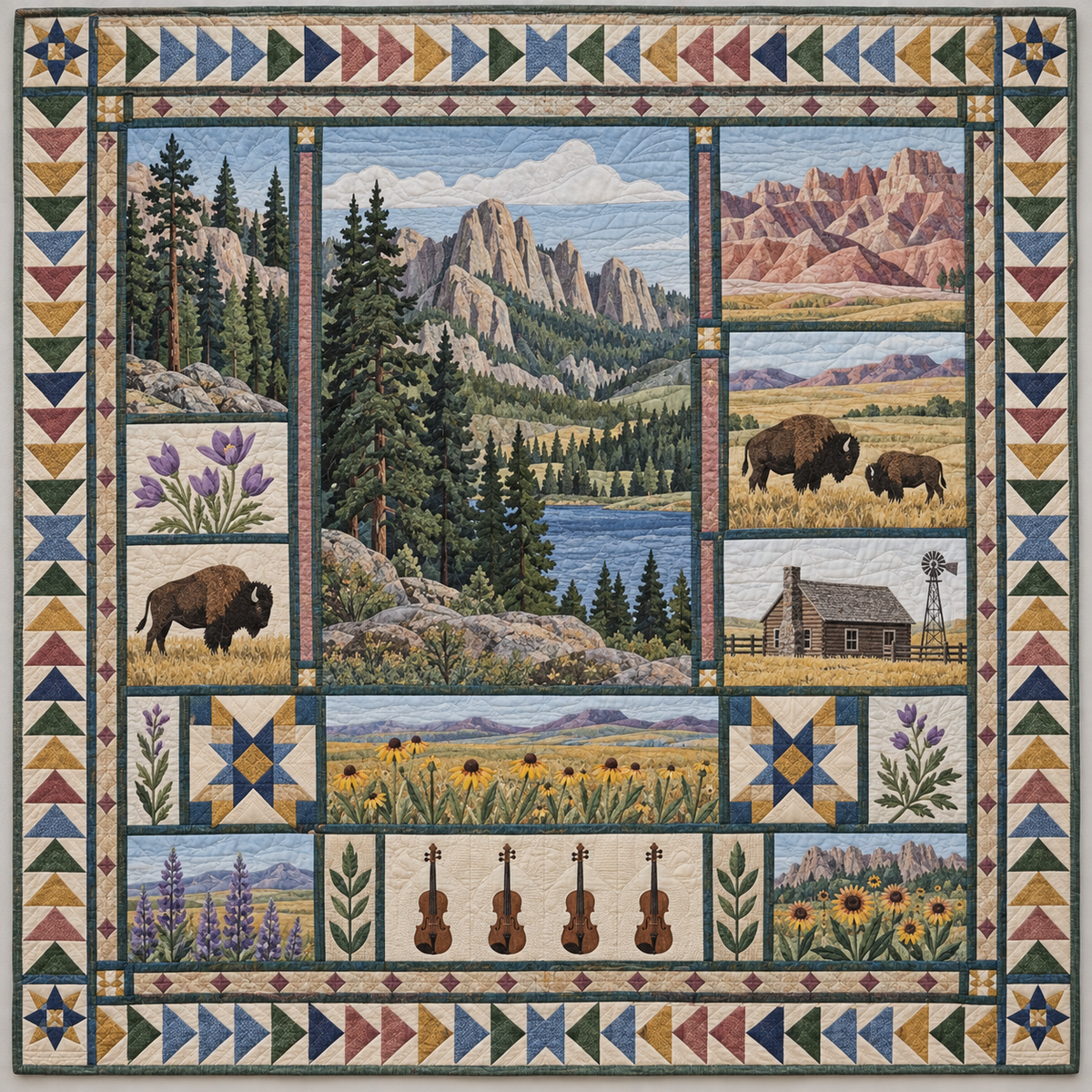 South Dakota Black Hills Prairie Almanac TD1410261123 Quilt Blanket