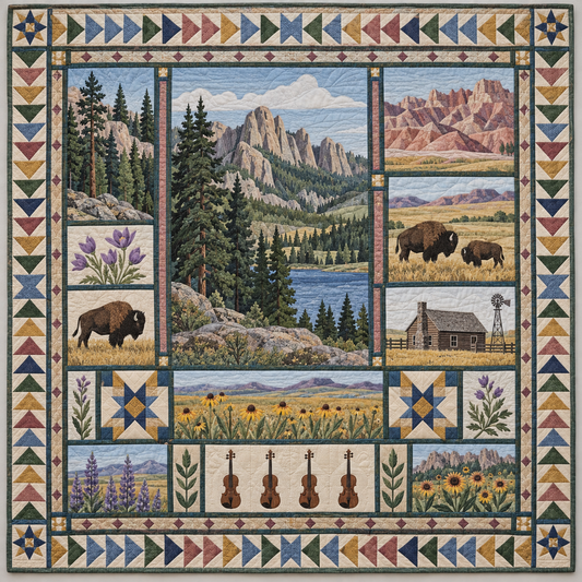 South Dakota Black Hills Prairie Almanac TD1410261123 Quilt Blanket