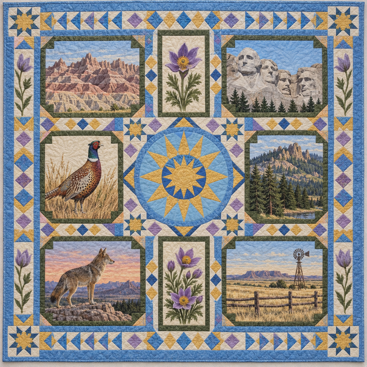 South Dakota Landmark Windows TD181026803 Quilt Blanket