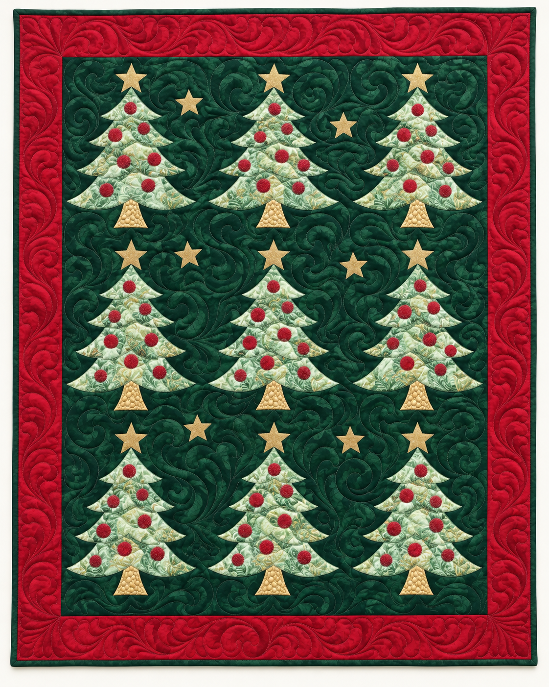 Sage Christmas Trees TD101026435 Quilt Blanket