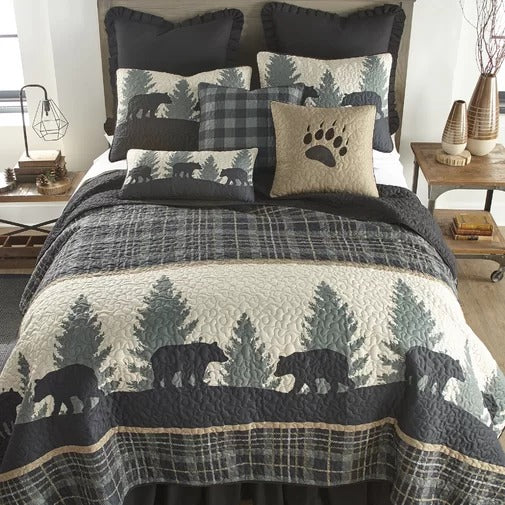 Bear Walk Plaid CLM1710327B Quilt Bedding Set