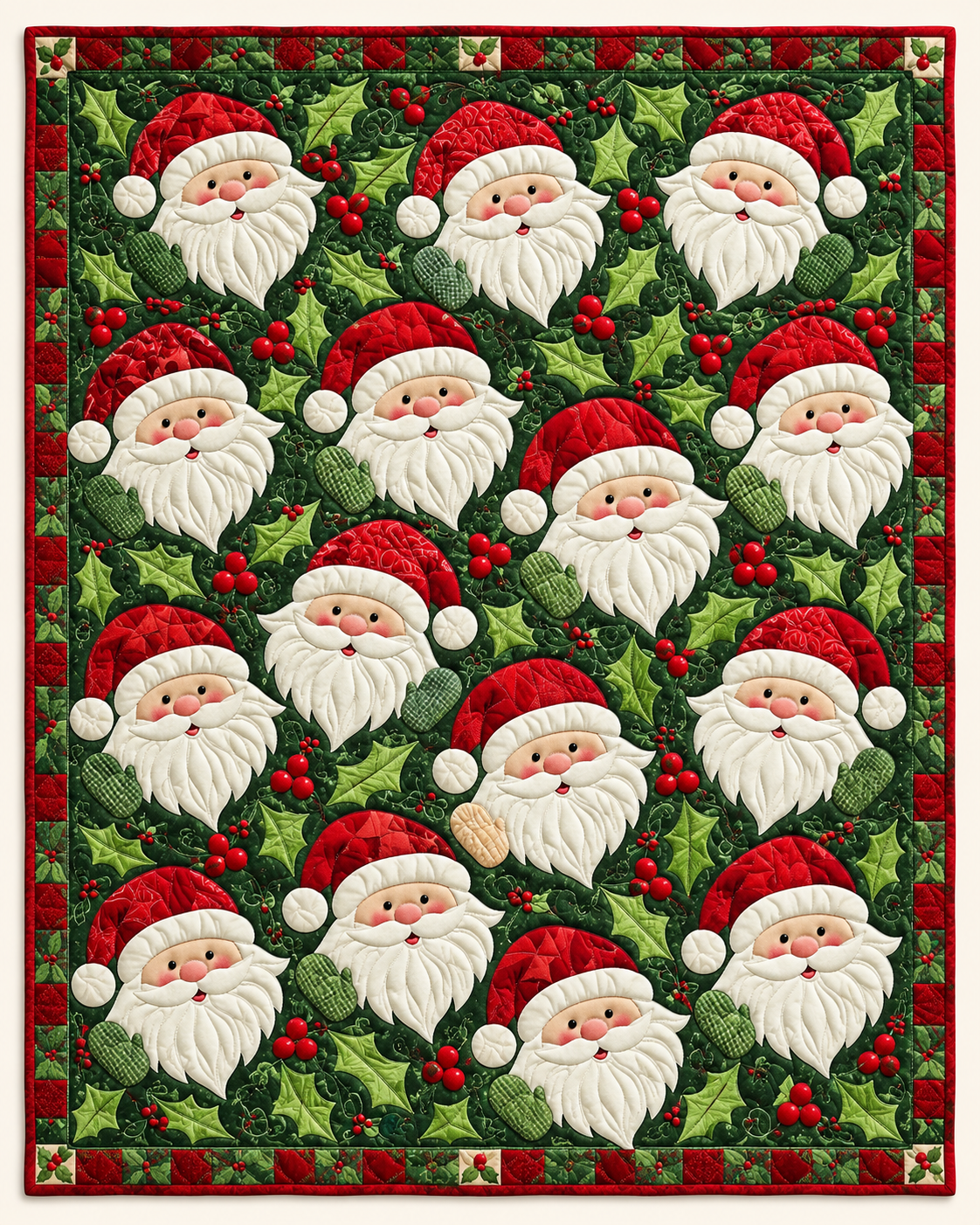 Santa Faces Garland TD101026442 Quilt Blanket