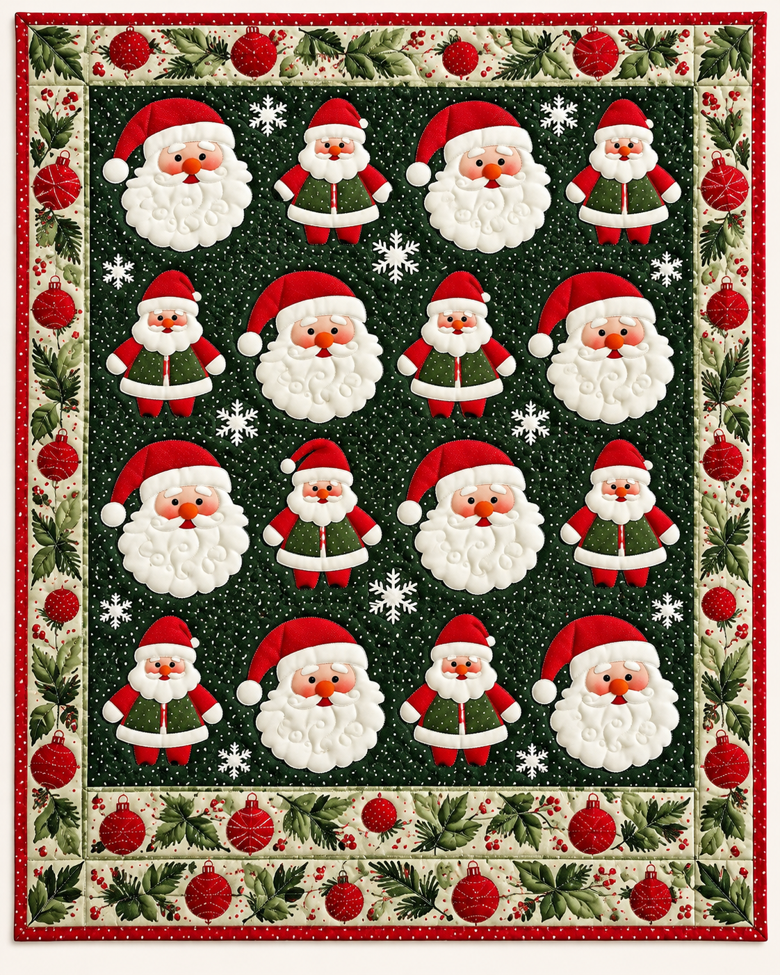 Santa Faces And Ornaments TD101026441 Quilt Blanket