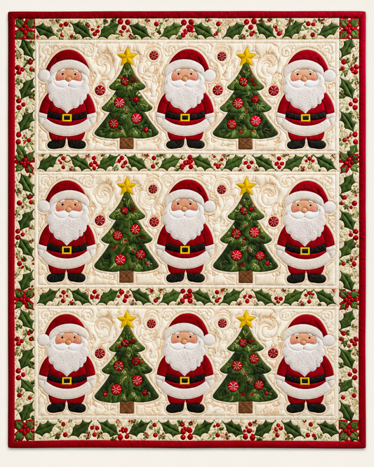 Santa And Christmas Trees TD101026437 Quilt Blanket