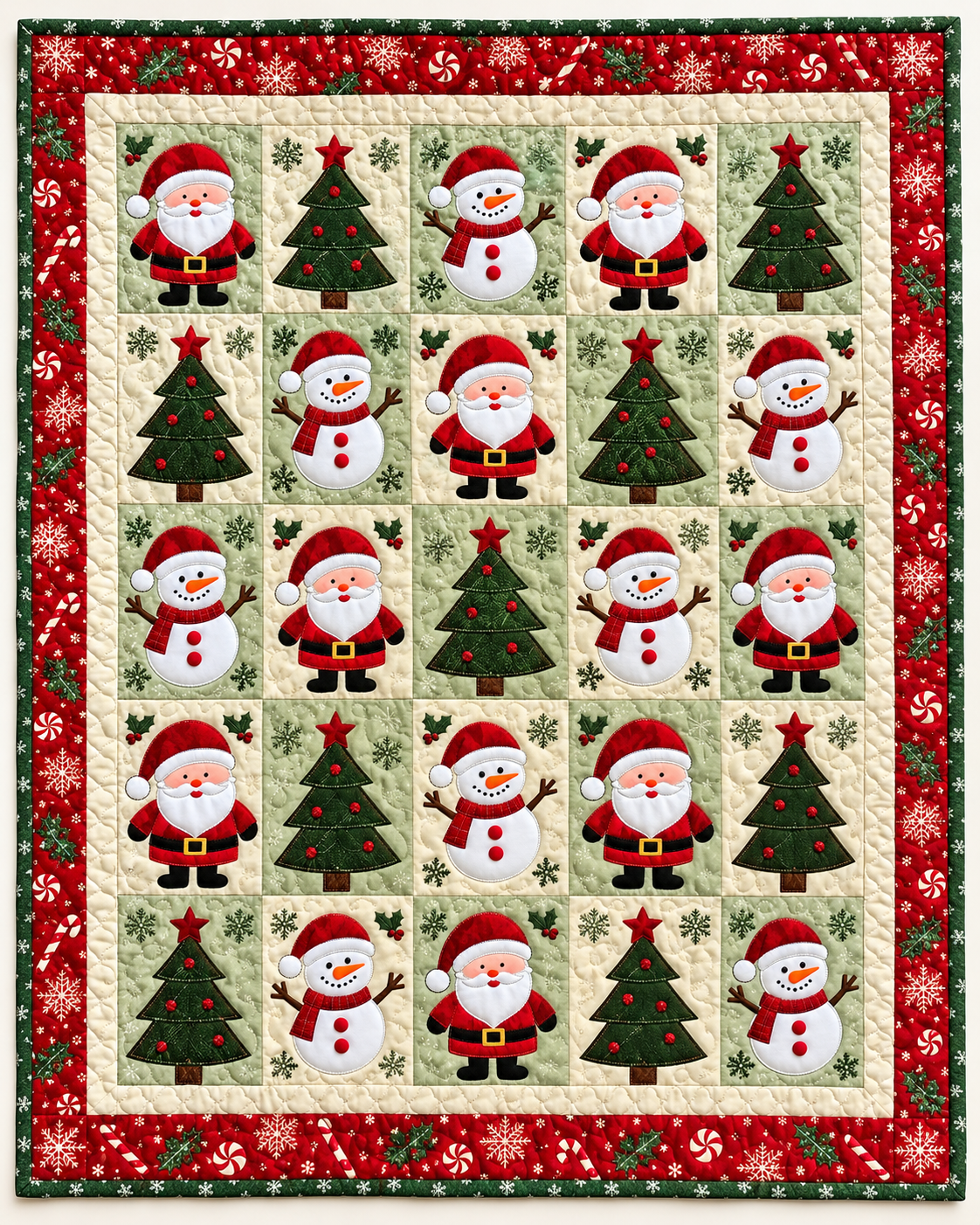 Santa And Snowman Blocks TD101026440 Quilt Blanket