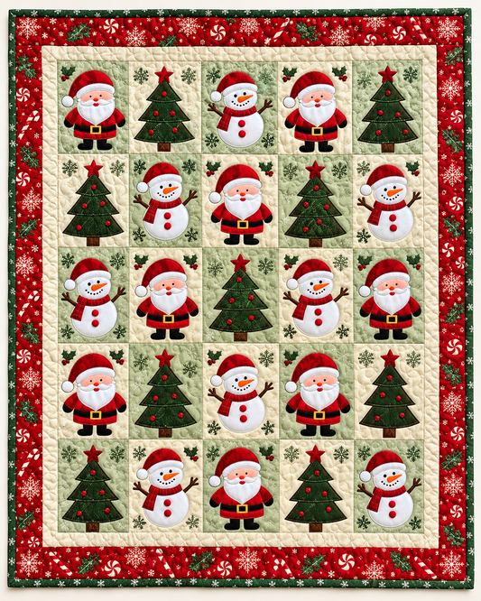 Santa And Snowman Blocks TD101026440 Quilt Blanket