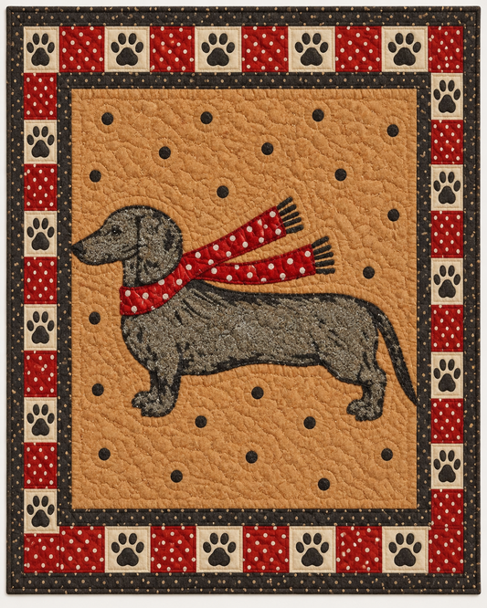 Scarfed Dachshund TD101026447 Quilt Blanket
