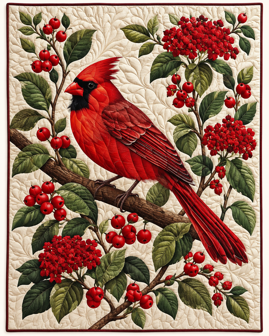 Scarlet Cardinal Portrait TD101026448 Quilt Blanket