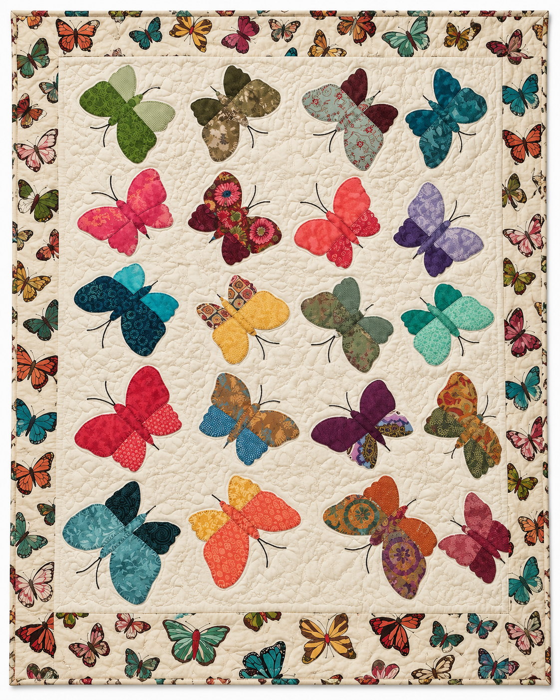 Scrap Fabric Butterflies TD101026453 Quilt Blanket