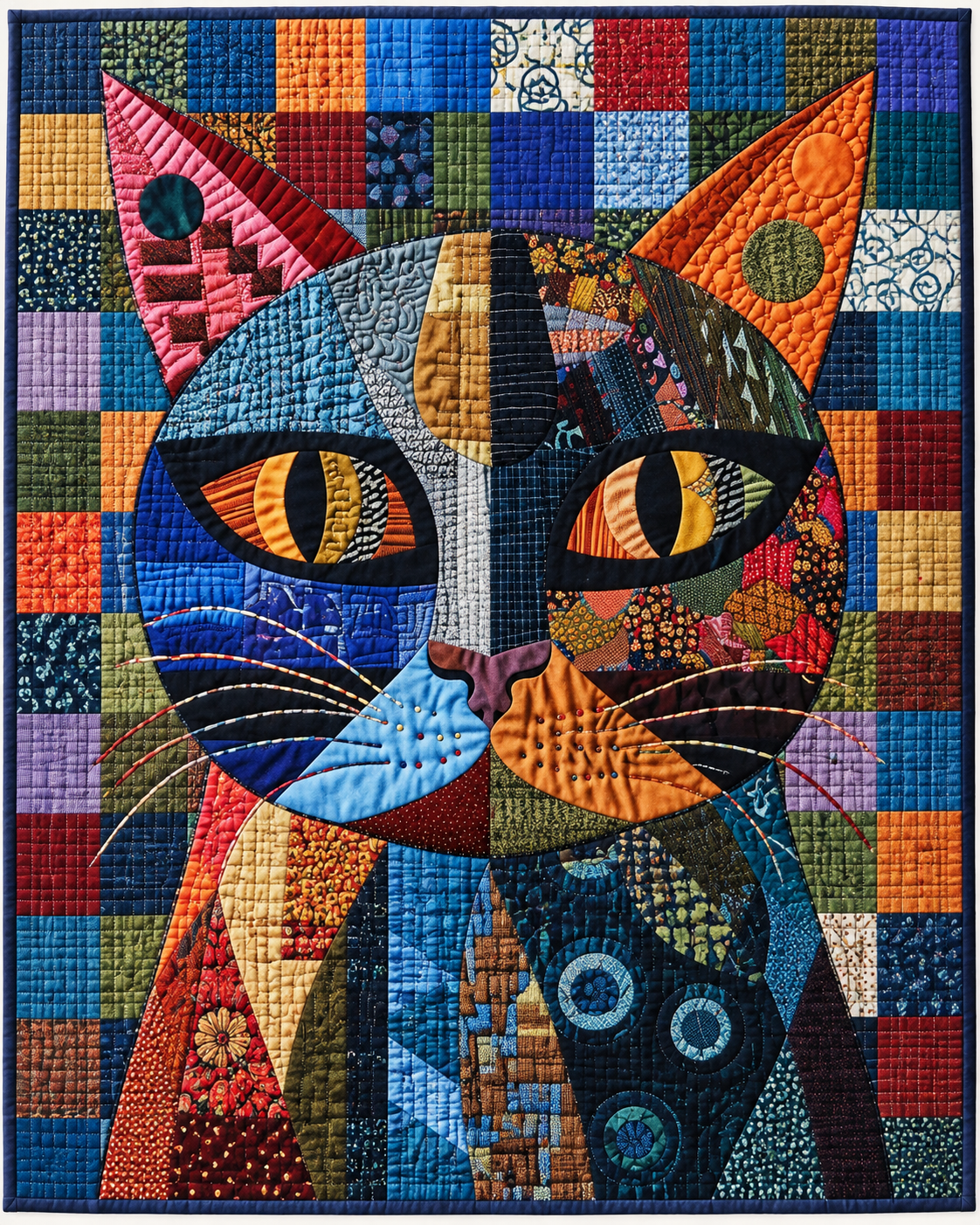 Scrappy Cat Portrait TD101026458 Quilt Blanket