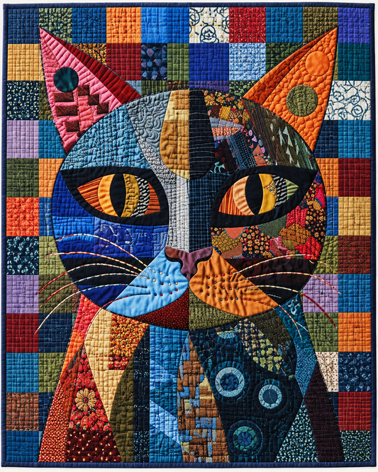 Scrappy Cat Portrait TD101026458 Quilt Blanket