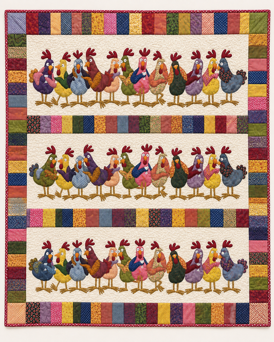 Scrappy Chicken Lineup TD101026459 Quilt Blanket