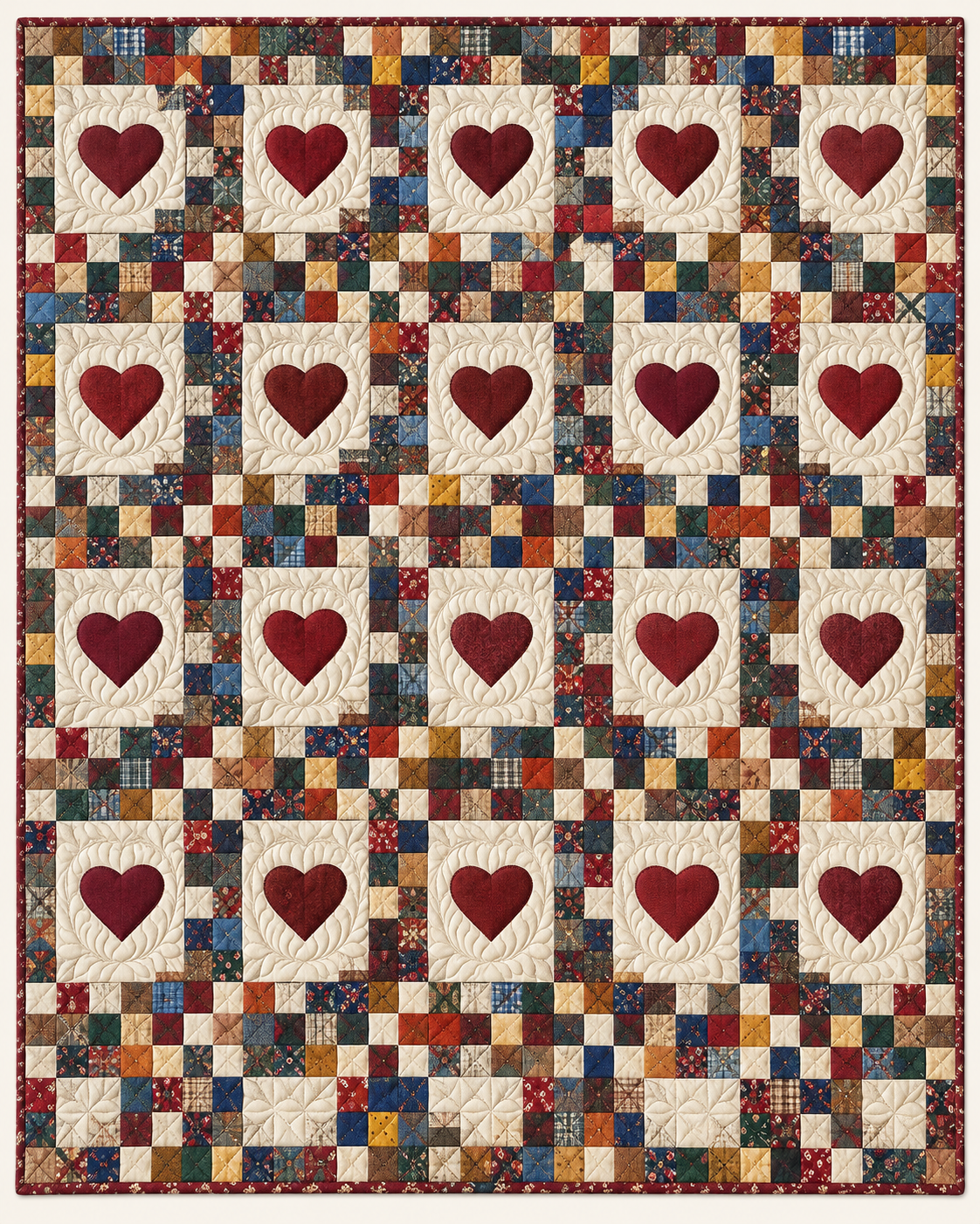 Scrappy Heart Blocks TD101026463 Quilt Blanket