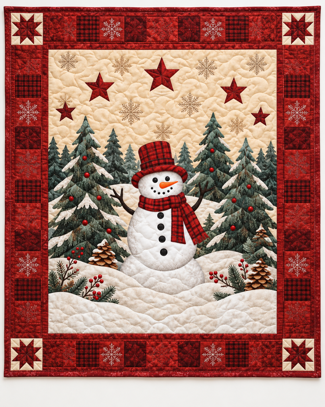 Snowman In the Pines TD101026476 Quilt Blanket