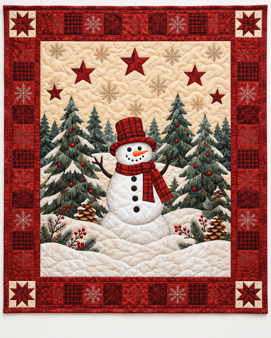 Snowman In the Pines TD101026476 Quilt Blanket