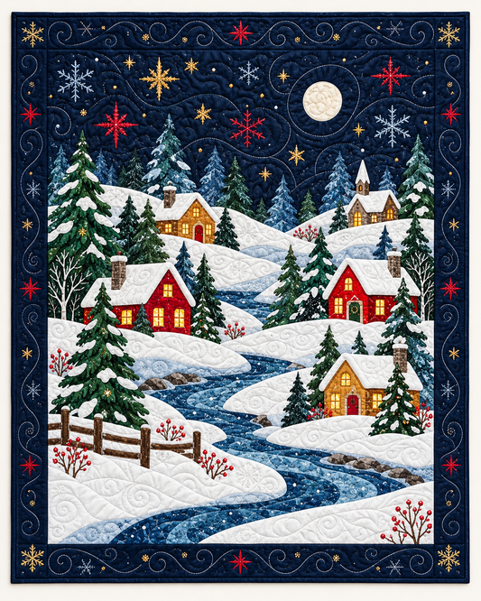 Snowy Village Night TD101026485 Quilt Blanket
