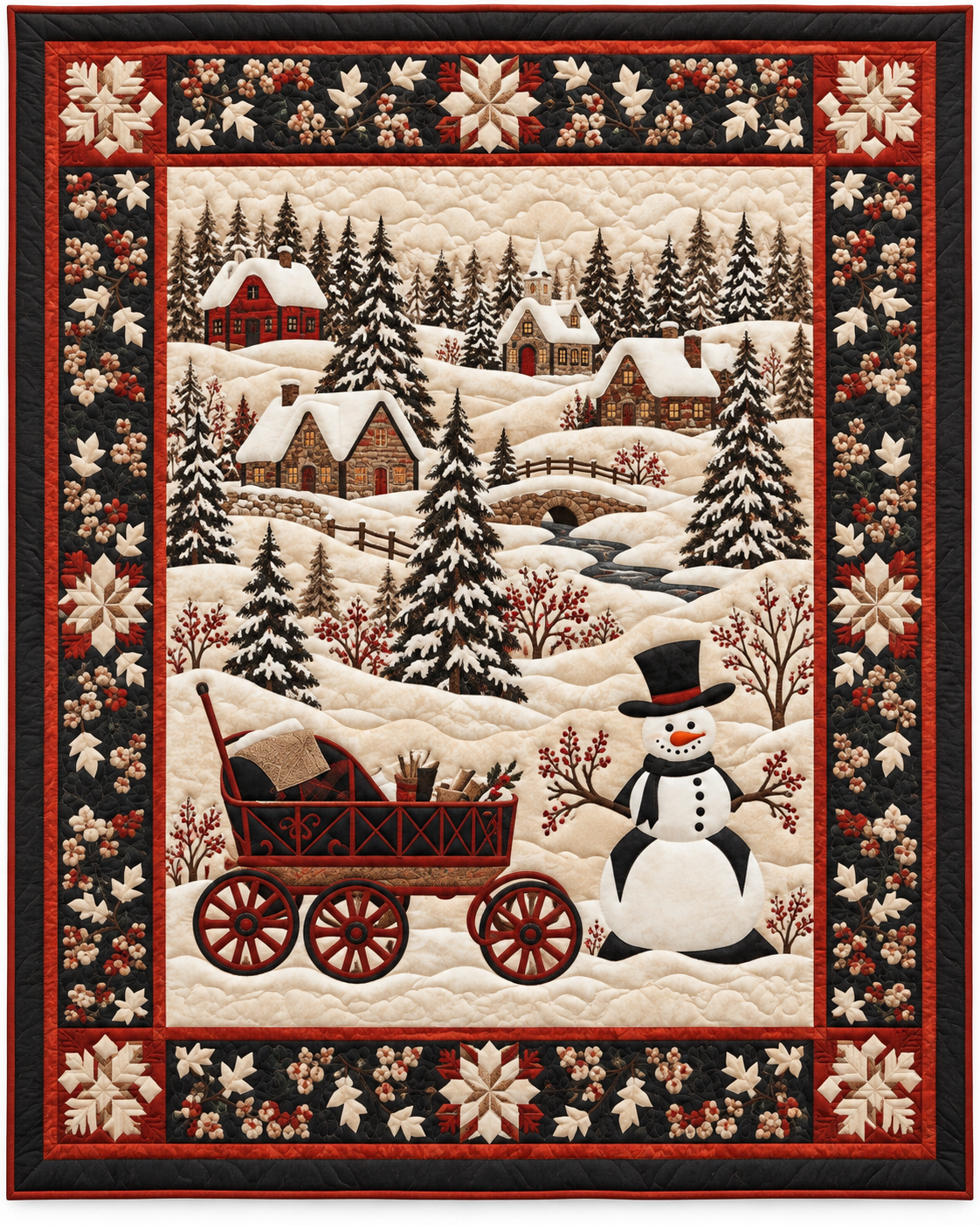 Snowy Village And Wagon TD101026484 Quilt Blanket