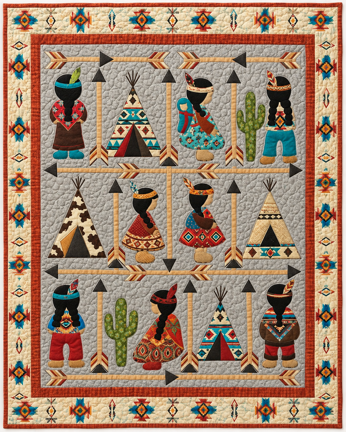 Southwestern Folk Figure TD101026487 Quilt Blanket