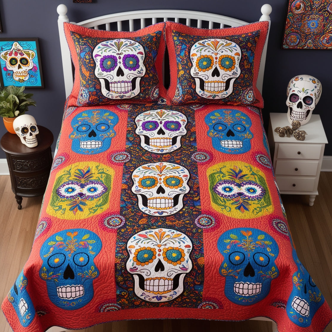 Sugar Skull NTA181024621 Quilt Bedding Set