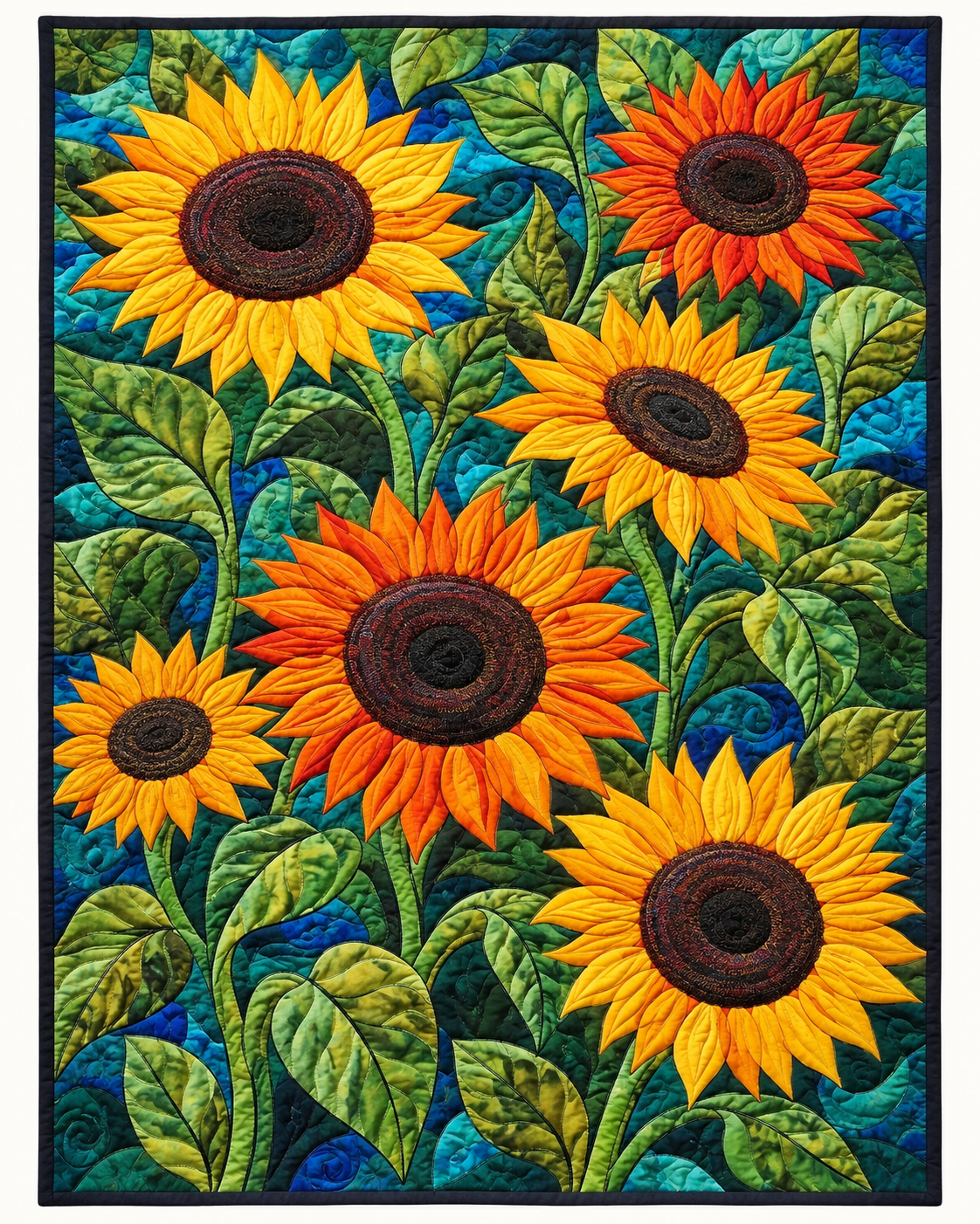 Sunflower Garden On Teal TD101026495 Quilt Blanket