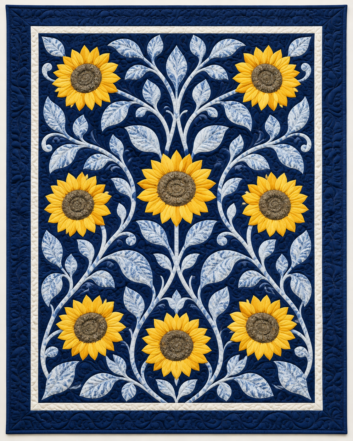 Sunflowers And Silver Vines TD101026501 Quilt Blanket