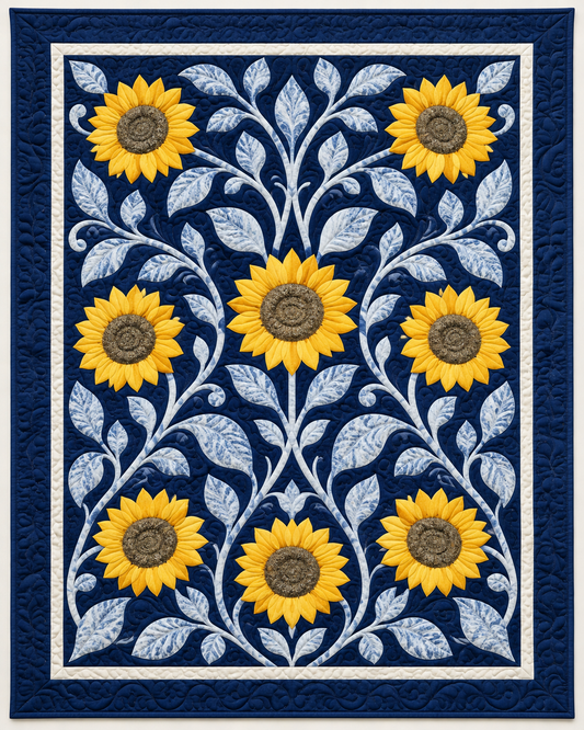 Sunflowers And Silver Vines TD101026501 Quilt Blanket